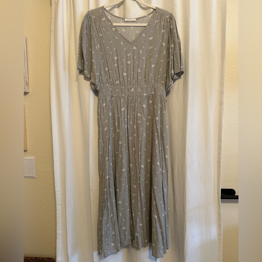 Neuflora Blue-Gray Floral Dress: Size M